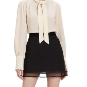 NO.JO.AH Black Mini Skirt with Sheer Organza Overlay Size Small